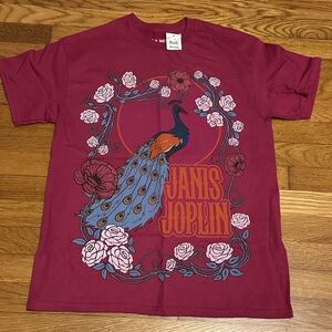 Janis Joplin Magenta Peacock & Roses Unisex T Shirt